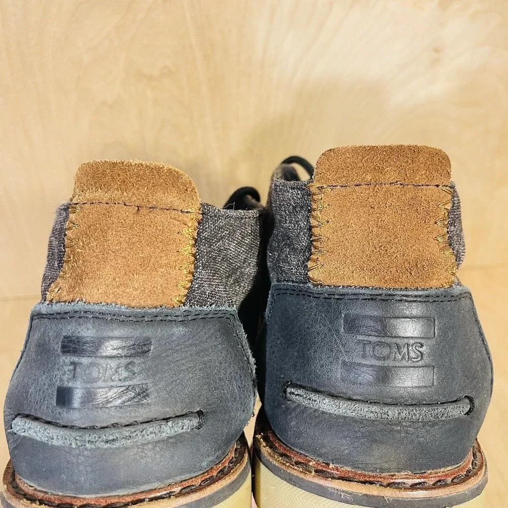 Toms‎ Gray Chukka Fleck Boot High Top Shoes With Leather Details Men's Size 10